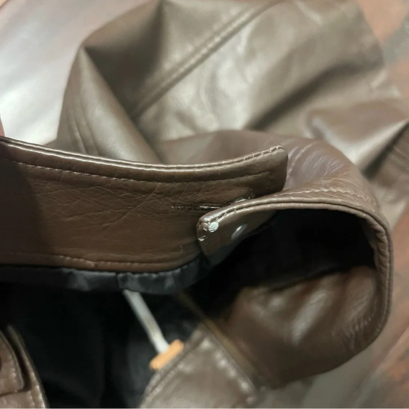 Free People Faux Leather Mini Skirt Brown Women’s Size 12 Boho Zip Closure - Picture 8 of 10